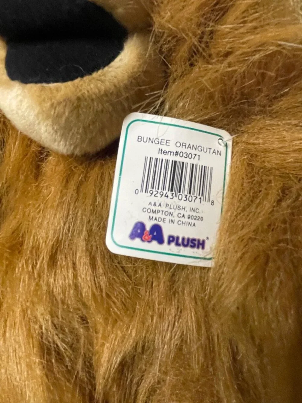 Vintage A&A Plush Bungee Orangutan Stuffed Animal Toy With Faux Fur Design